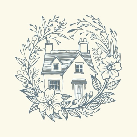 La Maison de Manon, illustration d'une maison entourée de fleurs